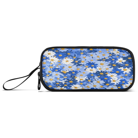 Pencil Bag 8.86*3.54*4.33 Inches Pencil Bag pencil Cases Pencil Bags are Suitable For Study, Work, Outings, Travel and Going Out Blue Flowers Seamless
