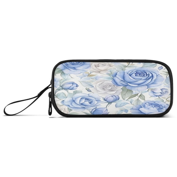 Pencil Bag 8.86*3.54*4.33 Inches Pencil Bag pencil Cases Pencil Bags are Suitable For Study, Work, Outings, Travel and Going Out Super Beautiful Blue Roses