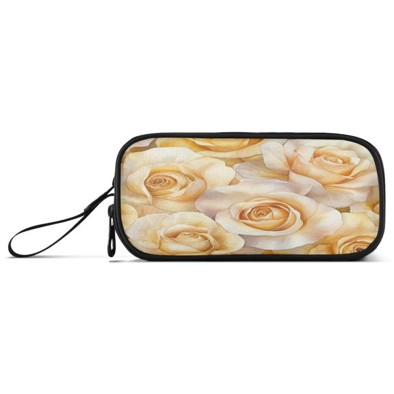 Pencil Bag 8.86*3.54*4.33 Inches Pencil Bag pencil Cases Pencil Bags are Suitable For Study, Work, Outings, Travel and Going Out Yellow Roses Seamless