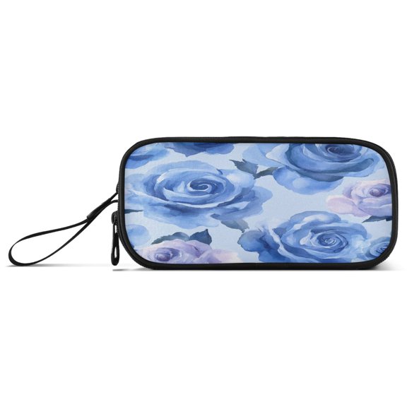 Pencil Bag 8.86*3.54*4.33 Inches Pencil Bag pencil Cases Pencil Bags are Suitable For Study, Work, Outings, Travel and Going Out Blue Roses Seamless