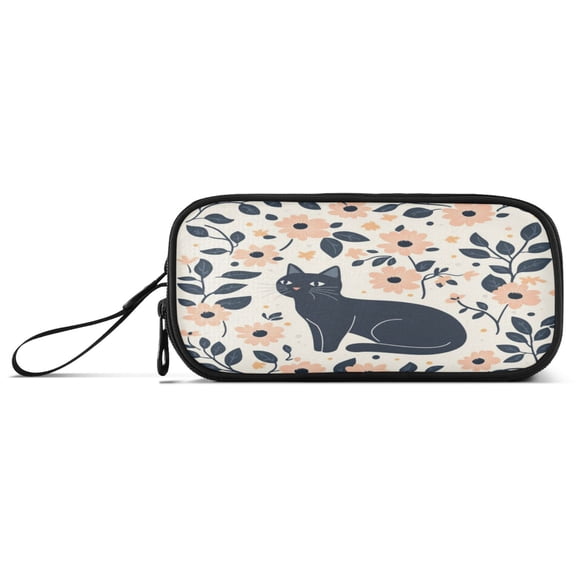 Pencil Bag 8.86*3.54*4.33 Inches Pencil Bag pencil Cases Pencil Bags are Suitable For Study, Work, Outings, Travel and Going Out Cute Cat and Flowers