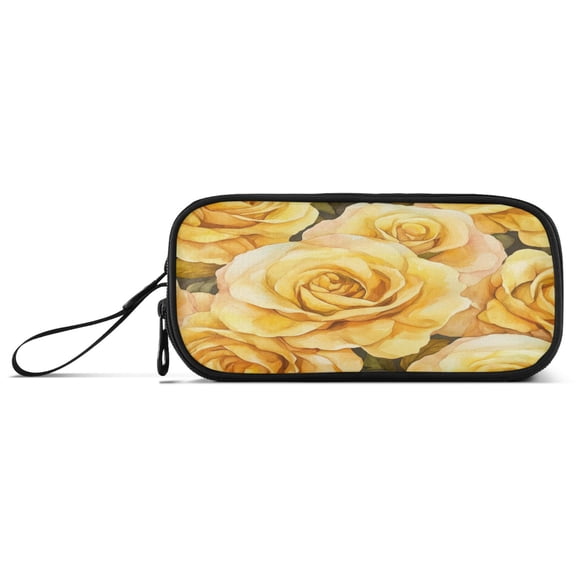 Pencil Bag 8.86*3.54*4.33 Inches Pencil Bag pencil Cases Pencil Bags are Suitable For Study, Work, Outings, Travel and Going Out Gold Roses Seamless