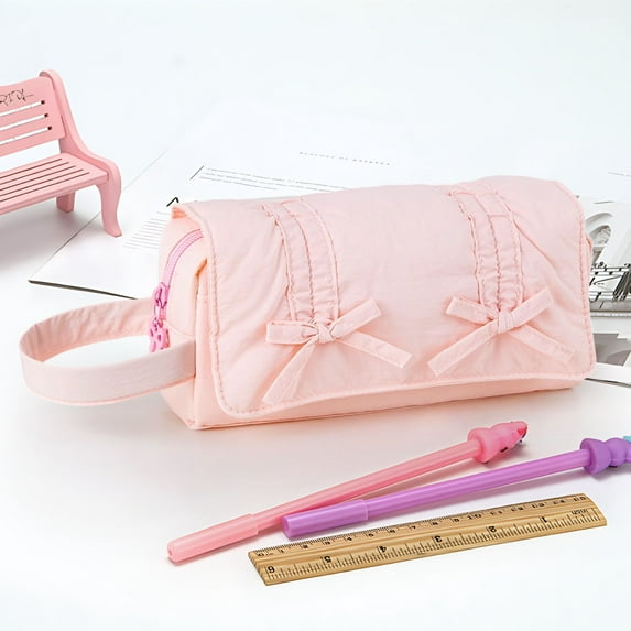 Pencil Bag Clearance, Hwkond Bow Pencil Case High Pencil Case Large Capacity Stationery Bag for Middle Campus And Elementary Campus Students Back to College