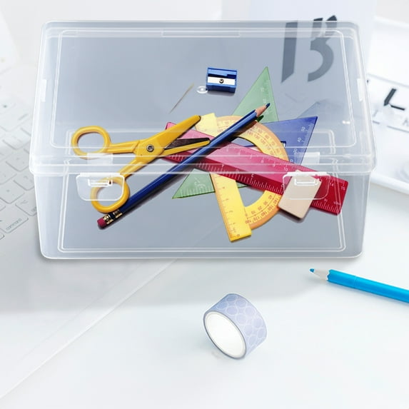 Pencil Bag Clearance, Hwkond Extra Large Capacity Plastic Pencil Box, Office Supplies Storage Organizer Box for Gel Pens Erasers Tape Pens Pencils Back to College