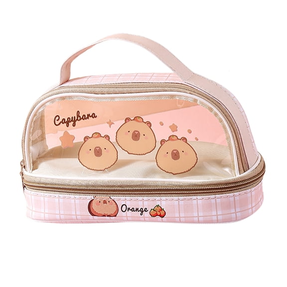 Pencil Bag Large Capacity Pen Case Cartoon Capibala Pencil Case Clear Pen Bag