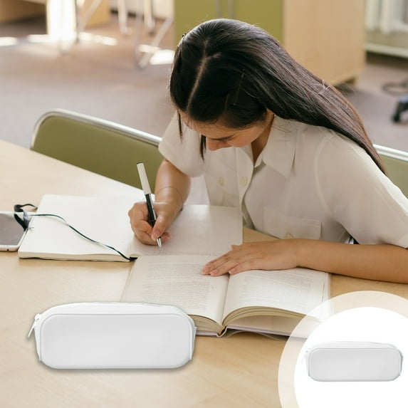 Pencil Bag Soft Silica-Gel Box, Zipper Large Capacity Pen Stationery Makeup Storage, Student Gift, Easy To Clean, Comfortable Feel, Flexible Durable, Lightweight