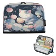 thumbnail image 1 of Pencil Bag with Magnetic Foldable Base Large Capacity Stand-Up Pencil Case Durable Nylon Pen Pouch Cat and Yarn Pattern, 1 of 7