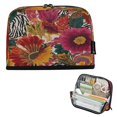 thumbnail image 1 of Pencil Bag with Magnetic Foldable Base Large Capacity Stand-Up Pencil Case Durable Nylon Pen Pouch Flowers and Zebra Print, 1 of 7