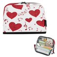 thumbnail image 1 of Pencil Bag with Magnetic Foldable Base Large Capacity Stand-Up Pencil Case Durable Nylon Pen Pouch Red Hearts with Musical Notes, 1 of 7