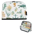 thumbnail image 1 of Pencil Bag with Magnetic Foldable Base Large Capacity Stand-Up Pencil Case Durable Nylon Pen Pouch Watercolor Sea Life Pattern, 1 of 7