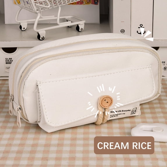 Pencil Bag Clearance, Hwkond Student Zipper Large Capacity Pencil Case Button Pen Bag with Large Capacity Student Canvas Stationery Bag Back to College