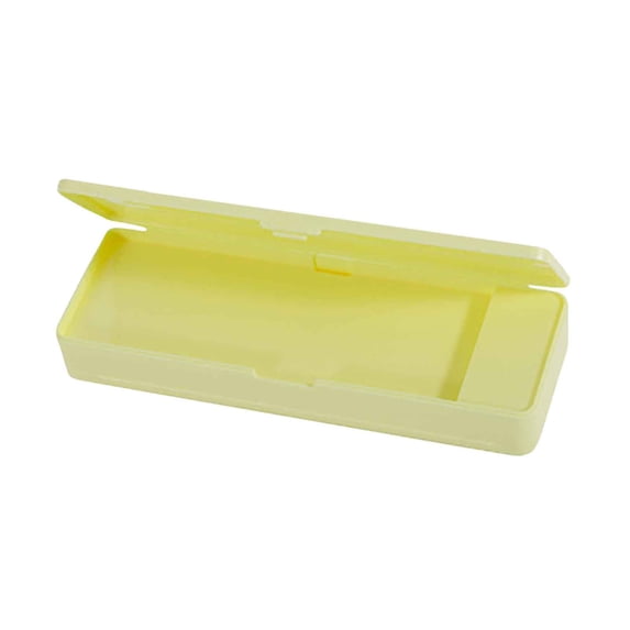 Pencil Box, 1 Pack Hard Pencil Case with Snap-Tight Lid, Stackable Plastic Crayon Box for Marker, Large Capacity Office Supply Storage Organizer(Yellow)