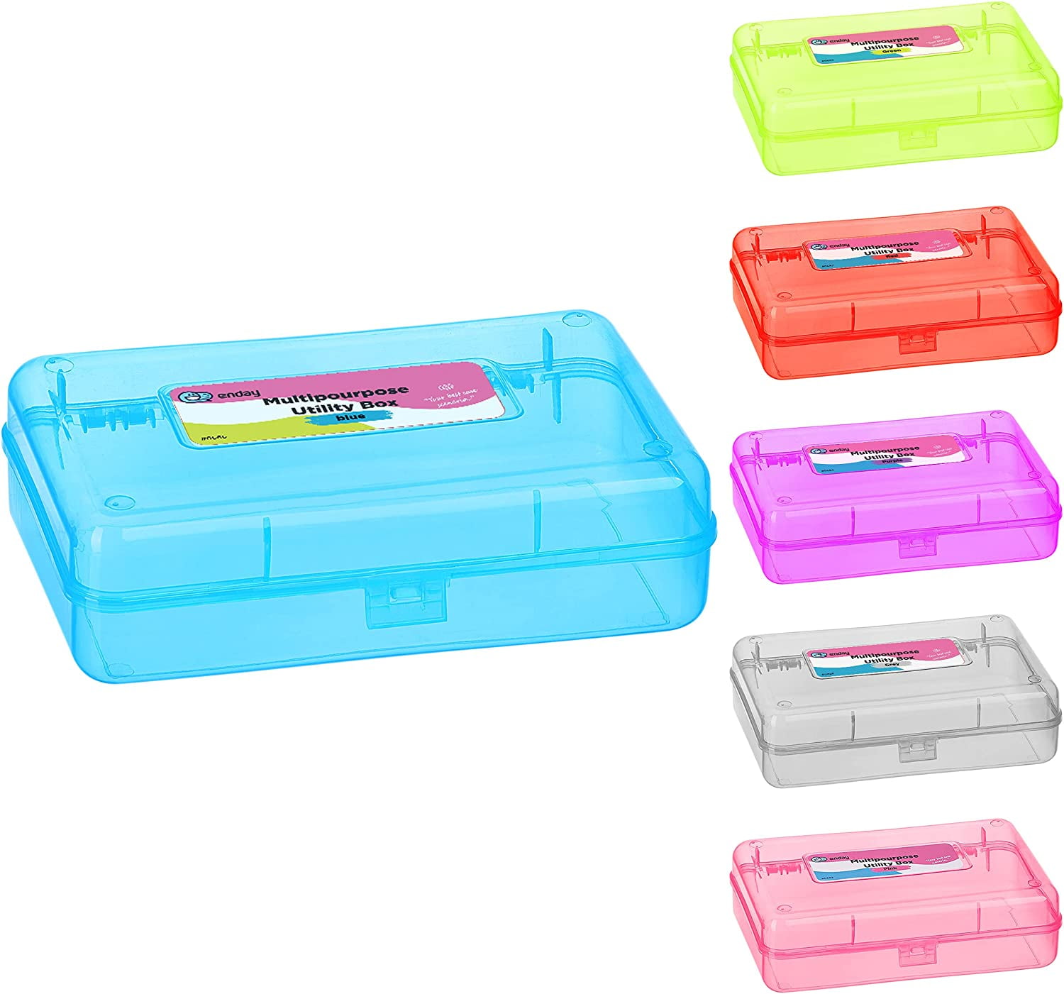 Clear Double Deck Pencil Box Plastic School Office College Organizer Box 2  Pack