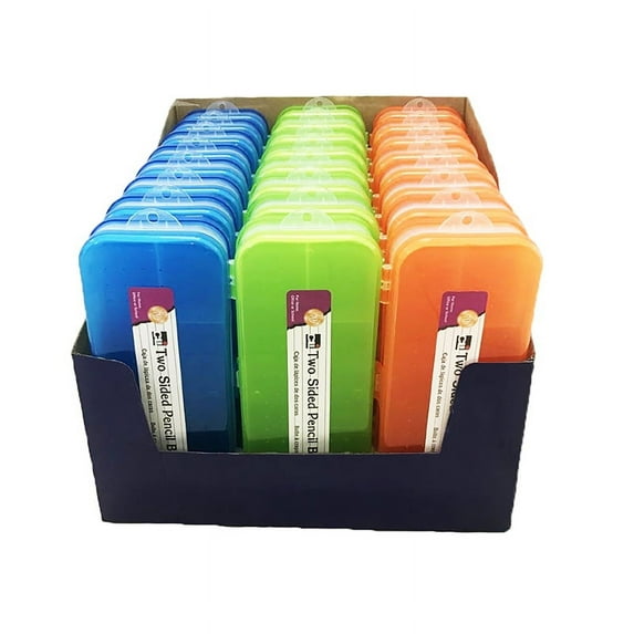 Pencil Box, Double Sided, Assorted Colors, Pack of 24 | Bundle of 2 Packs