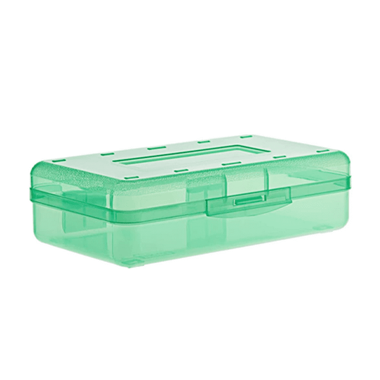 Pencil Box, Large Capacity Pencil Case,1 Pack Plastic Pencil Case Boxes,  Clear Crayon Box with Snap-tight Lid Stackable Design, Hard Pencil