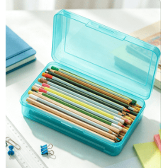 Pencil Box, Large Capacity Clear Hard Plastic Pencil Case,1PC