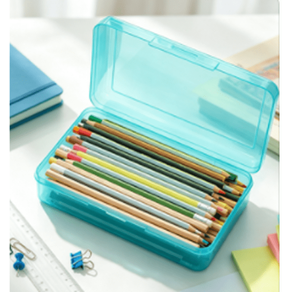 Pencil Box, Large Capacity Clear Hard Plastic Pencil Case,1PC