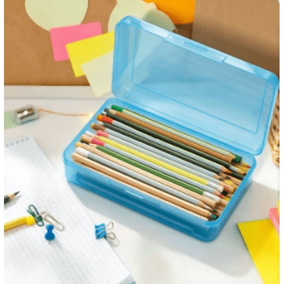 Pencil Box, Large Capacity Clear Hard Plastic Pencil Case,1PC