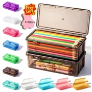 Pencil Box, Large Capacity Clear Hard Plastic Pencil Case for Kids Middle Back to School Supplies