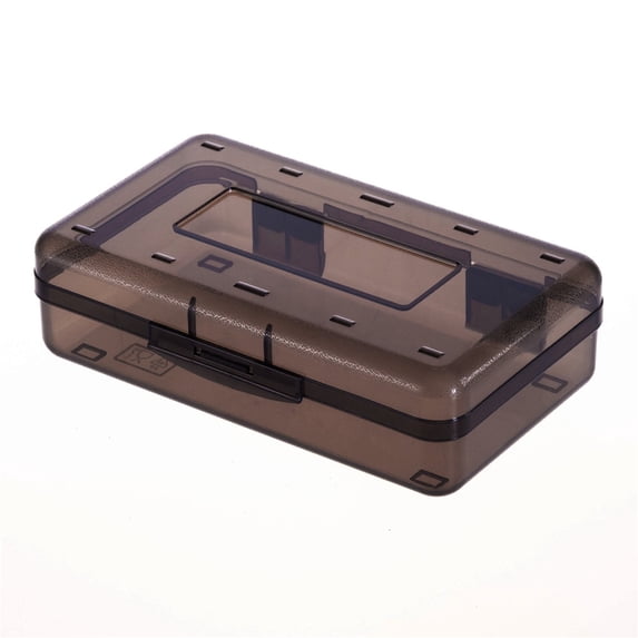 Pencil Box, Large Capacity Clear Pencil Case, 1 Pack Hard Pencil Case, Clear Crayon Box with Snap-tight Lid Stackable Design, Plastic Storage Box for Office Supplies, Black