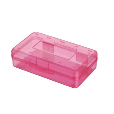 Pencil Box, Large Capacity Clear Pencil Case, 1 Pack Hard Pencil Case, Crayon Box with Snap-tight Lid Stackable Design, Plastic Storage Box for Office Supplies,