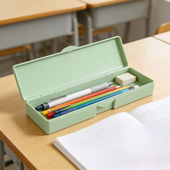 Pencil Box Macaron Color Translucent Frosted Pencil Case, Multifunctional Double-sided Stationery Box