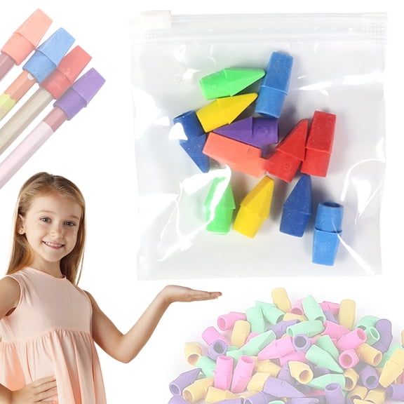 Pencil Cap Erasers In 7 Colors, Pencil Top Eraser Toppers For Office And Home, Reusable Eraser Caps For Pencil Tips, 12 Pack