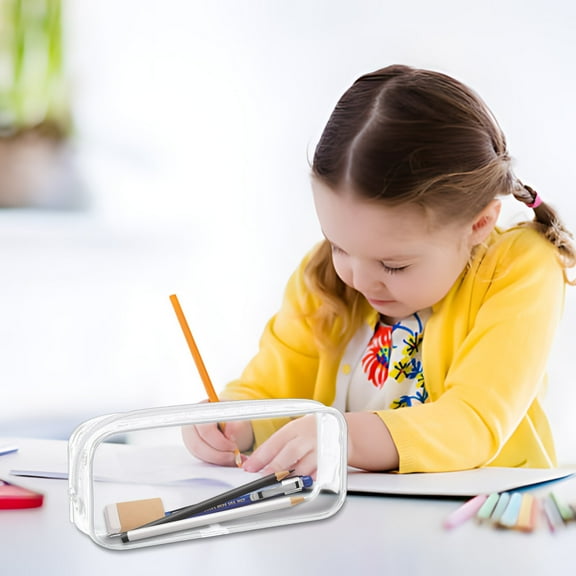 Pencil Case under $5! Cagogo PVC Pencil Case Transparent, Teen Stationery Bag Large Capacity, Clear Plastic Pencil Pouch, Study Supplies Organizer forGirlsBoys