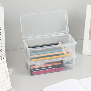 BTSKY 4 Pack Extra Large Capacity Plastic Pencil Box Stackable Translucent  Clear Office Supplies Storage Organizer for Gel Pens Erasers Tape Pens