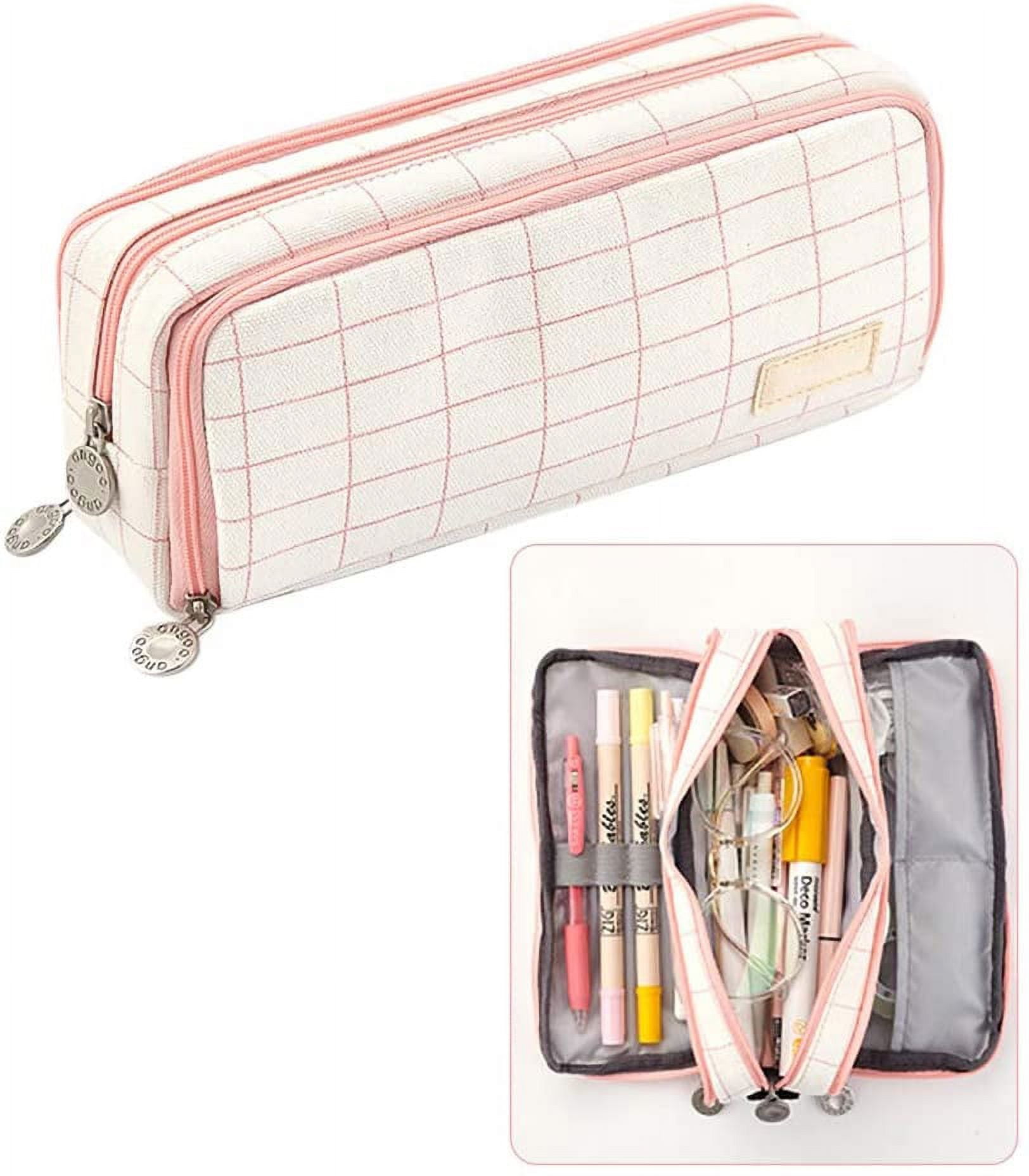 EASTHILL Grid Mesh Pen Pencil Case with Zipper Clear Makeup Color Pouch  Cosmetics Bag Multi-Purpose Travel School Teen Girls Transparent Stationary  Bag Office Organizer Box for Adluts(Pink) 2024 - $9.99