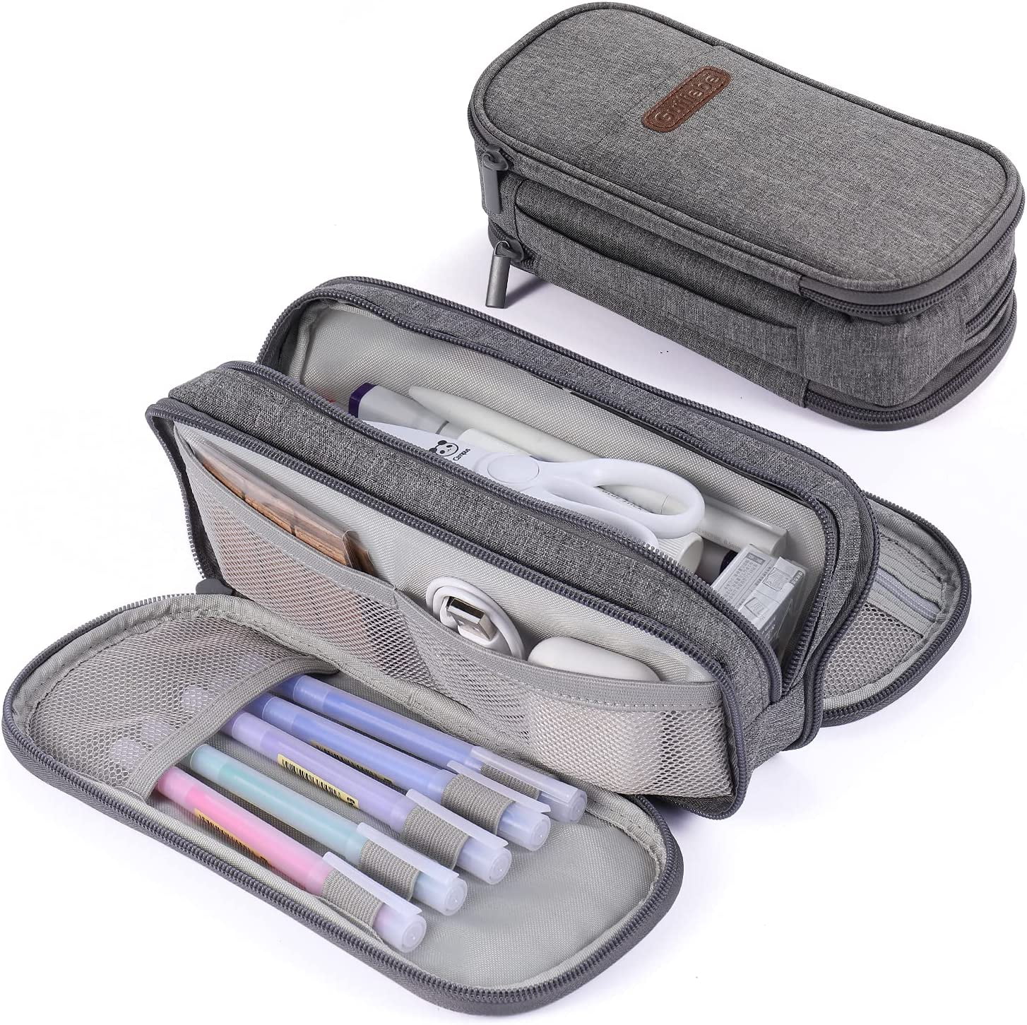  CICIMELON Large Capacity Pen Case Black, 3 Compartments Pink  Pencil Case Pouch Bag : Office Products