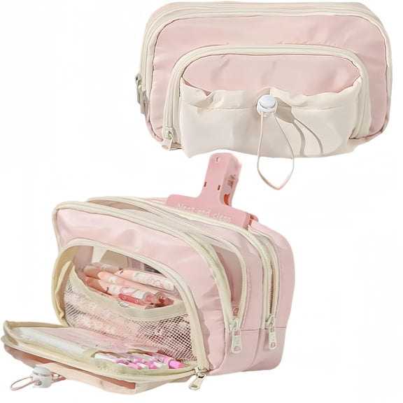 Pencil Case Big Capacity Pen Holder Large Opening Pencil Pouch Box Cute Aesthetic Drawstring Pen Case (Blueberry Blue)
