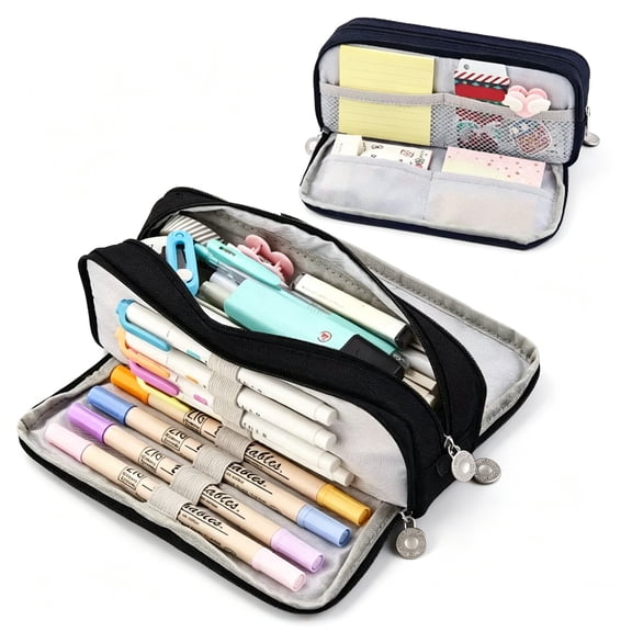 Pencil Case Big Capacity Pencil Pouch 3 Compartments Pen Bag Marker Pen Bag for School Office