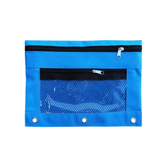 Pencil Case Binder 3 Ring, Pencil Pouch - Zippered Heavy Canvas W/Grommets, See-Through Front, Exterior Mesh Pocket W/Zipper Pencil Pouch With Holes Pencil Pouch Mesh