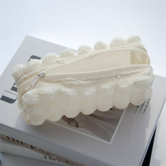 Pencil Case Cloth Storage Tool Storage Bag Pole Storage Bag Big Capacity Pencil Pouch Stationery Pen Bag Storage High Capacity Bag Pouch Pencil Pouch White