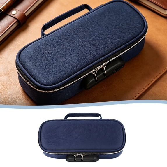 Pencil Case with Combination Lock, 8.66X3.93X2.76" Large Capacity Pen Pouch with Handle, Portable Stationery Storage Organizer, Zippered Tool Bag, Fabric Carry Case for Office, Travel And Daily Use