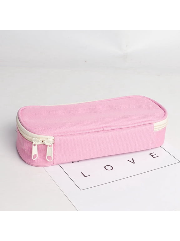 Pencil Case, Cute Zipper Pencil Pouch for School Supplies, High Aesthetic Oxford Cloth Pen Bag for Students Girls Boys, Portable Stationery Organizer for Back to College Office Travel, Pink