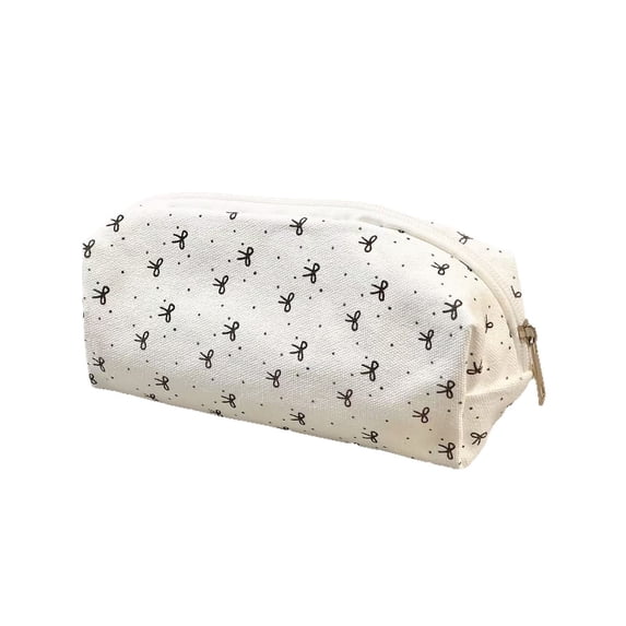 Pencil Case,Dot Patten Decor Simple Design Portable Zippered Pen Pouch for Office Desk Meeting Travel
