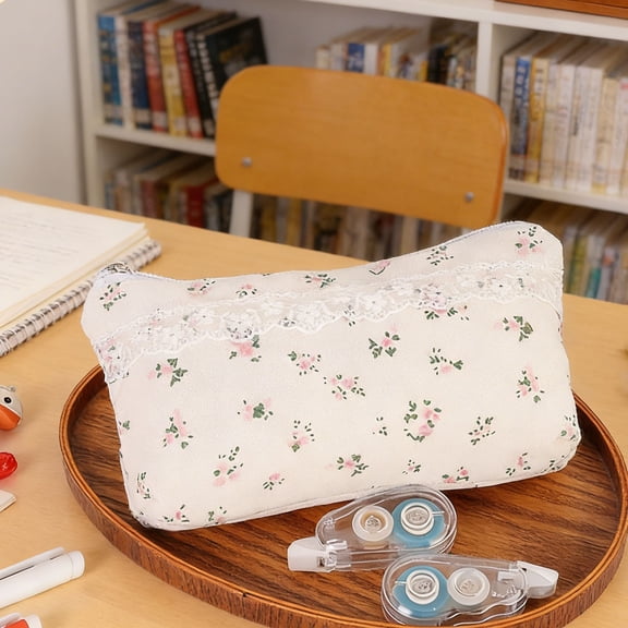 Pencil Case Floral Large Capacity Organizer Pouch Stylish Storage Bag, Multi Purpose Portable Easy Access Design, for Office Travel Daily Use Women Adults