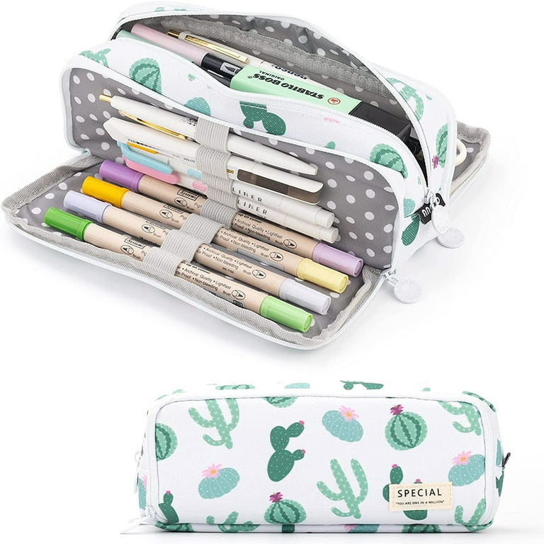 kawaii Large Cute Pencil Case Aesthetic Super Big Pencil Bag Canvas Grid  School Supplies Stationery Storage Bag for Boy Girls