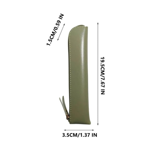Pencil Case Imitation Leather Pencil Case Cute Thin and Slim Fashionable and Lightweight Pencil Case with Zipper Pen Bag Green