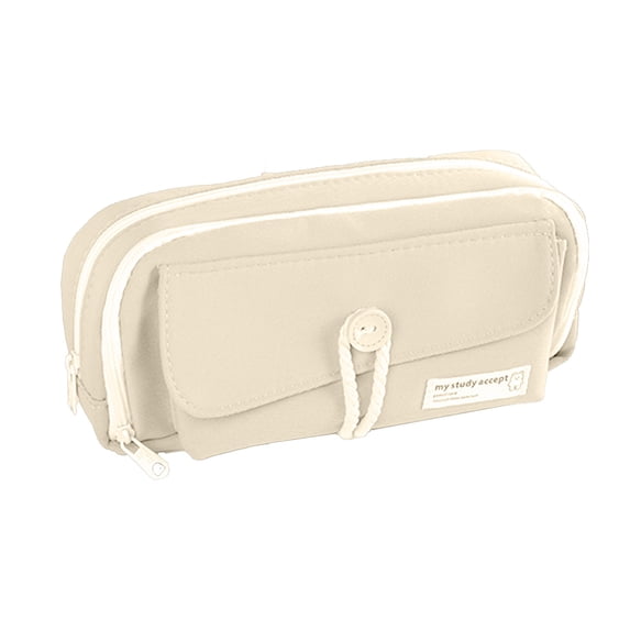 Pencil Case Large Capacity 3-Layer Canvas Student Stationery Storage Bag