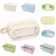 thumbnail image 1 of Pencil Case Large Capacity, Clear 3 Compartment Pencil Pouch with Zipper, Big Pen Organizer for Supplies, Travel Makeup Bag for Teens Adults - (White), 1 of 1