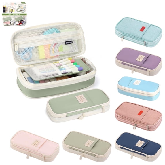 Pencil Case Large Capacity Foldable Pencil Pouch Pencil Pouch,Multi-layer Aesthetic Pen Bag, Sturdy Multifunctional Pencil Bag, Pencil Box Light Green