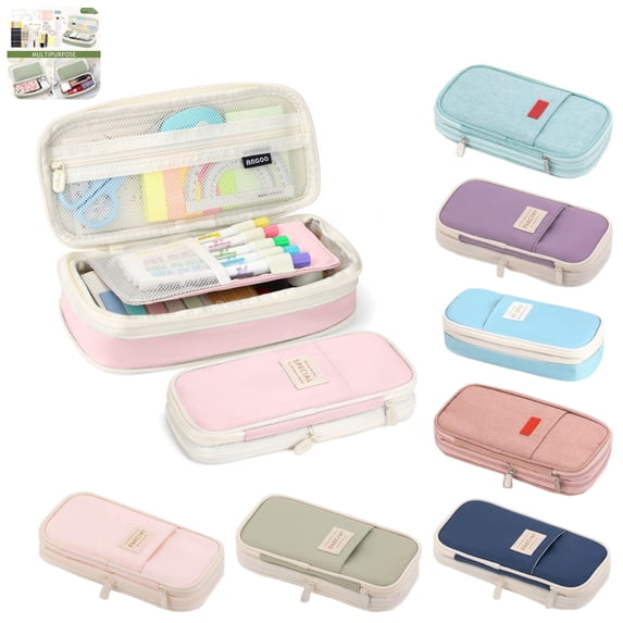 Pencil Case Large Capacity Foldable Pencil Pouch Pencil Pouch,Multi-layer Aesthetic Pen Bag, Sturdy Multifunctional Pencil Bag, Pencil Box Light pink