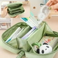thumbnail image 1 of Pencil Case Large Capacity Organizer | Oxford Cloth Pen Holder Pouch with Zipper | Multi-Functional Storage Bag for Office Makeup Tools | 8.66x4.72x2.36 in | Green, 1 of 6