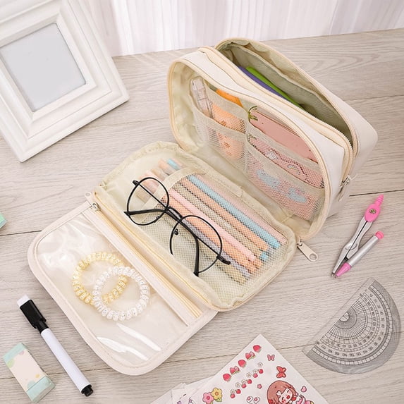 Pencil Case, Large Capacity Organizer, Zippered Storage Pouch, Wide Opening Design, for Daily Essentials
