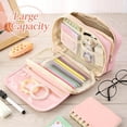 thumbnail image 1 of Pencil Case, Large Capacity Pencil Case Organizer, Spacious Opening Multi-Compartment Zipper Pen Pouch with Mesh Pockets,Pencil Pouch for Stationery Storage Makeup Bag Office Supplies, Pink, 1 of 9