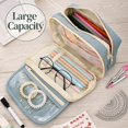 thumbnail image 1 of Pencil Case, Large Capacity Pencil Case Organizer, Spacious Opening Multi-Compartment Zipper Pen Pouch with Mesh Pockets,Pencil Pouch for Stationery Storage Makeup Bag Office Supplies, Blue, 1 of 9