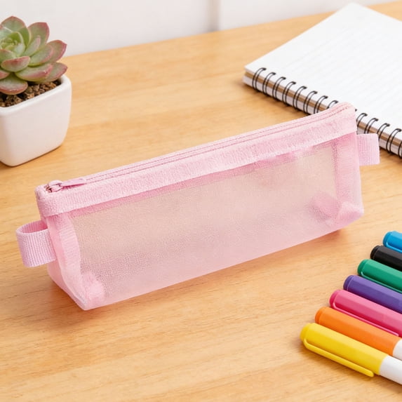 Pencil Case Large Capacity Pencil Pouch Transparent Mesh Pencil Case Storage Bag Portable Pencil Case For Students TakingS Exams Large Capacity Stationery Bag